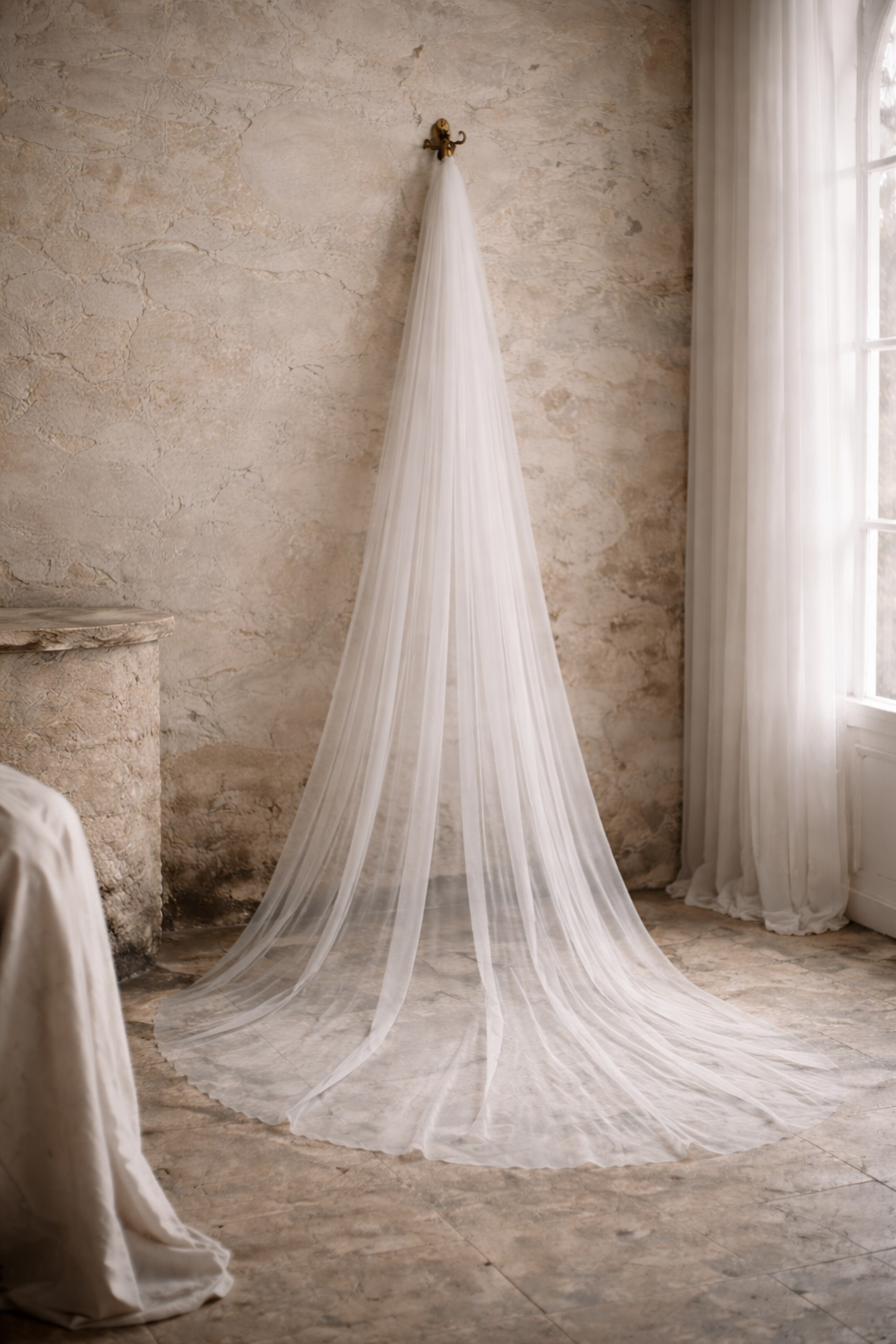 The Whisper Veil — An Airy Cathedral Veil in Soft White